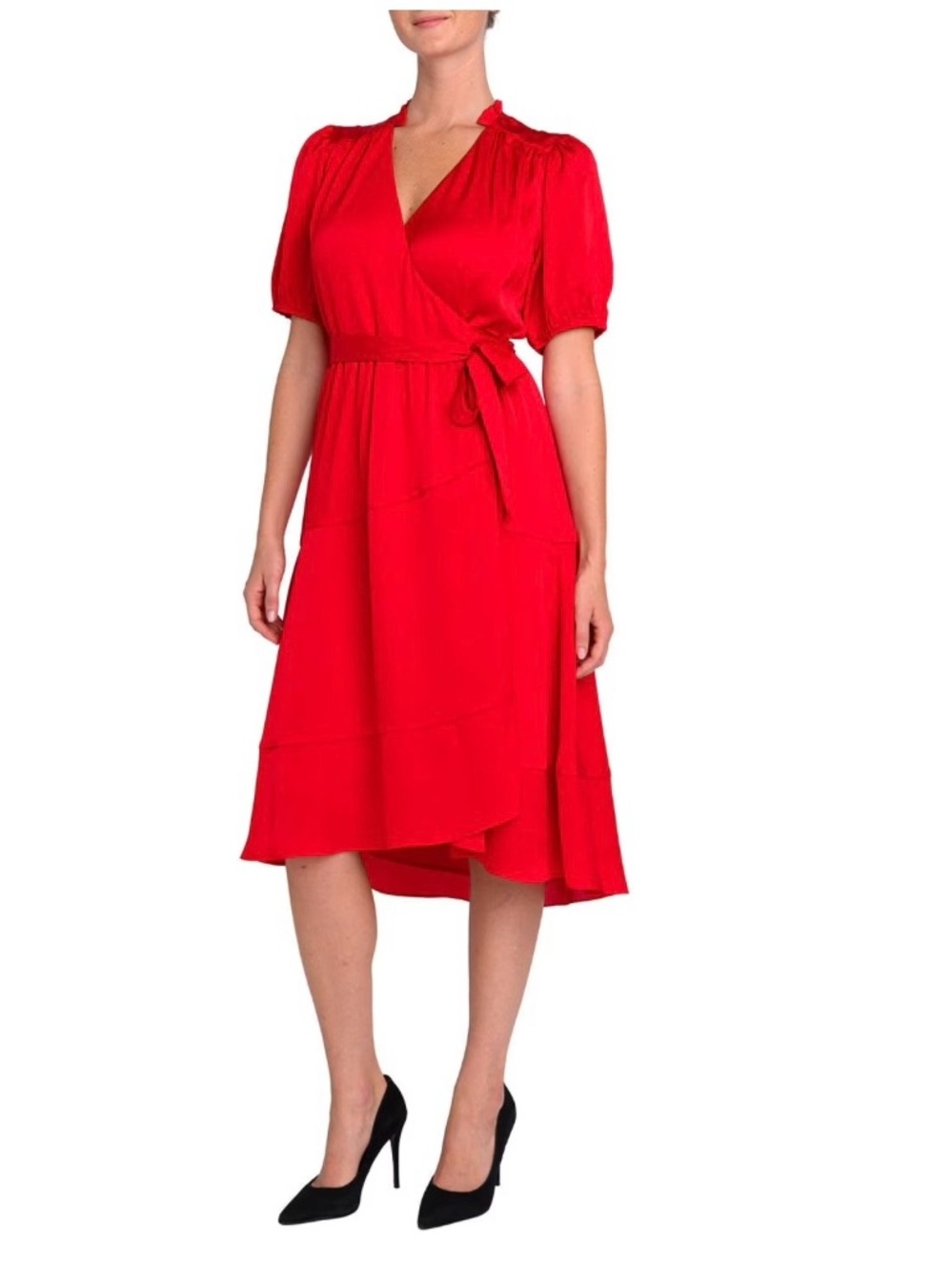 Draper James XL Cherry Red Wrap Midi Dress-NWT